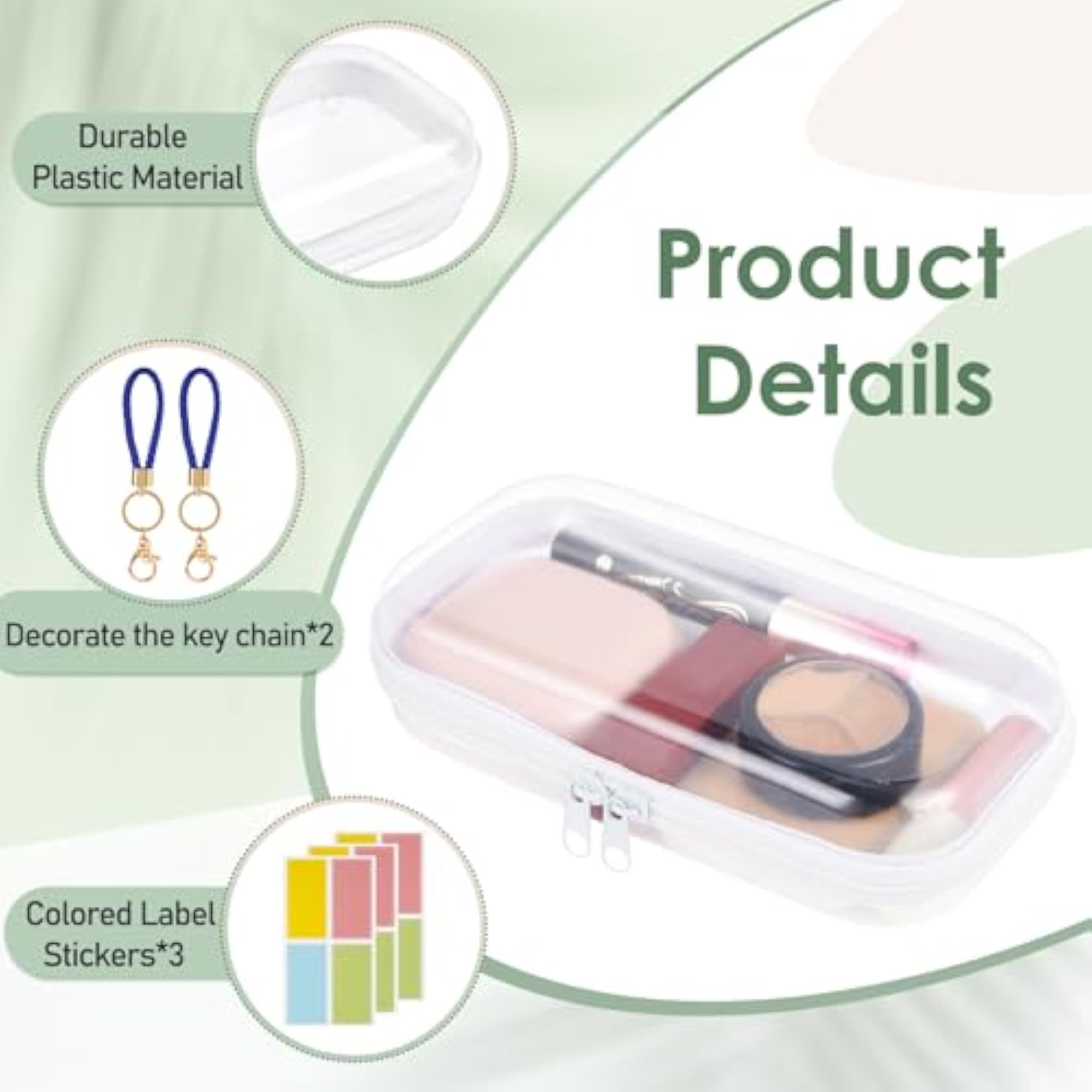 Zippered Hard Pouch, Clear Plastic Storage Box